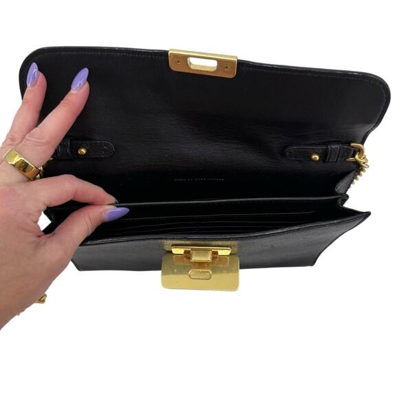 Marc By Marc Jacobs Black and Gold Pegg Medium Crossbody Bag Leather Chic - Picture 6 of 10